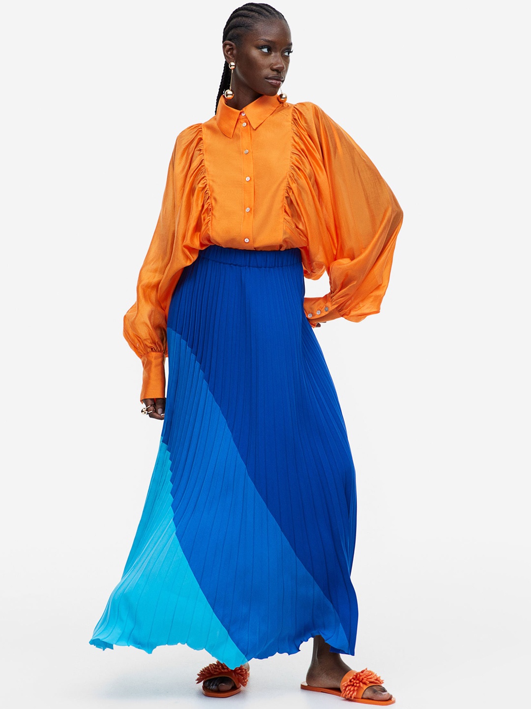 

H&M Pleated Skirt, Blue