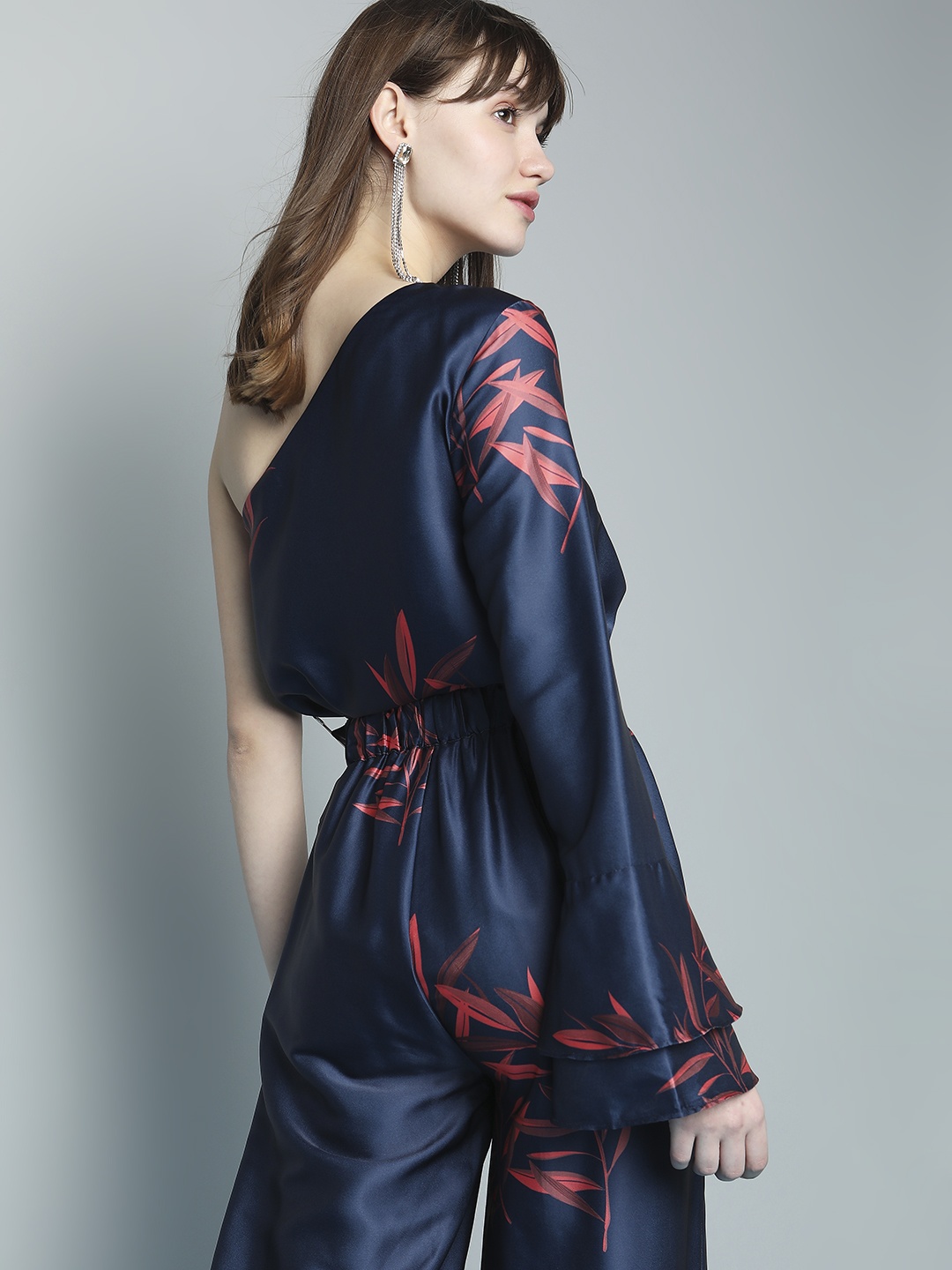 

Vero Moda One Shoulder Floral Printed Two Tired Sleeves Top, Blue