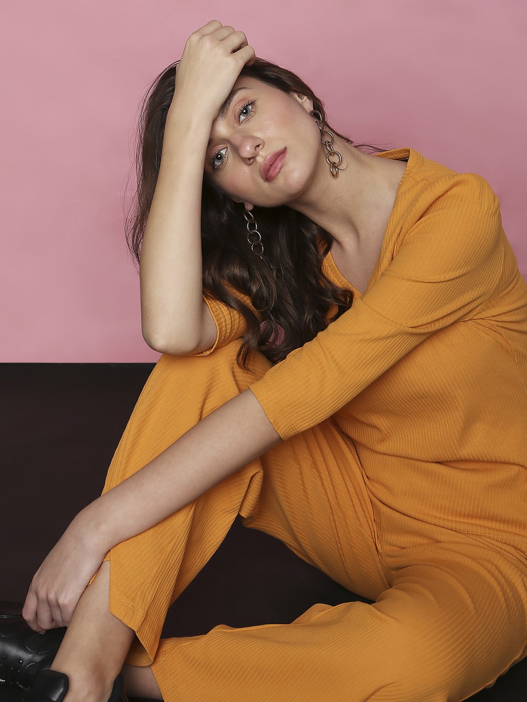 

Vero Moda V Neck Puff Sleeves Cotton Top, Yellow