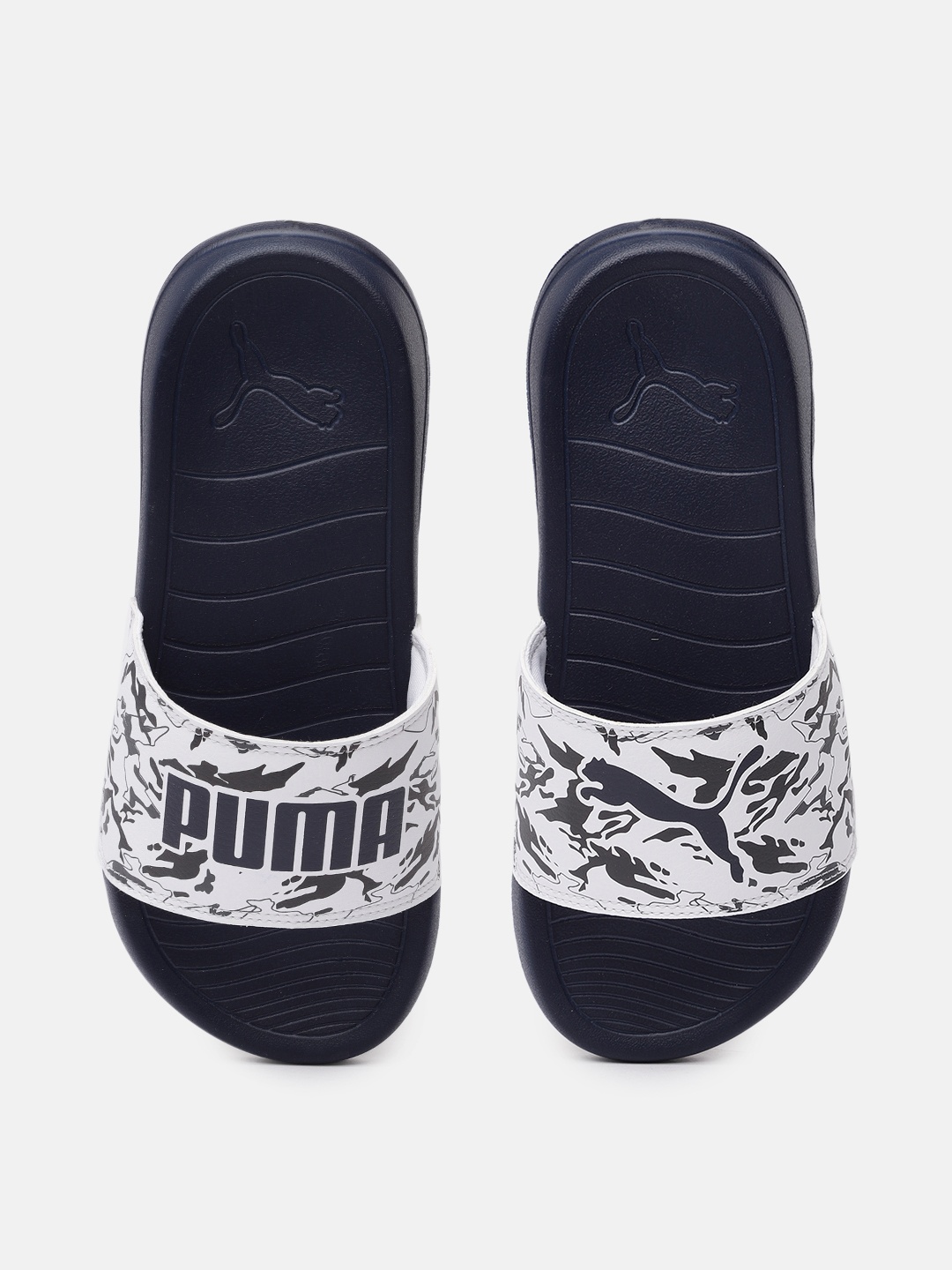 

Puma Unisex Brand Logo Printed Sliders, White