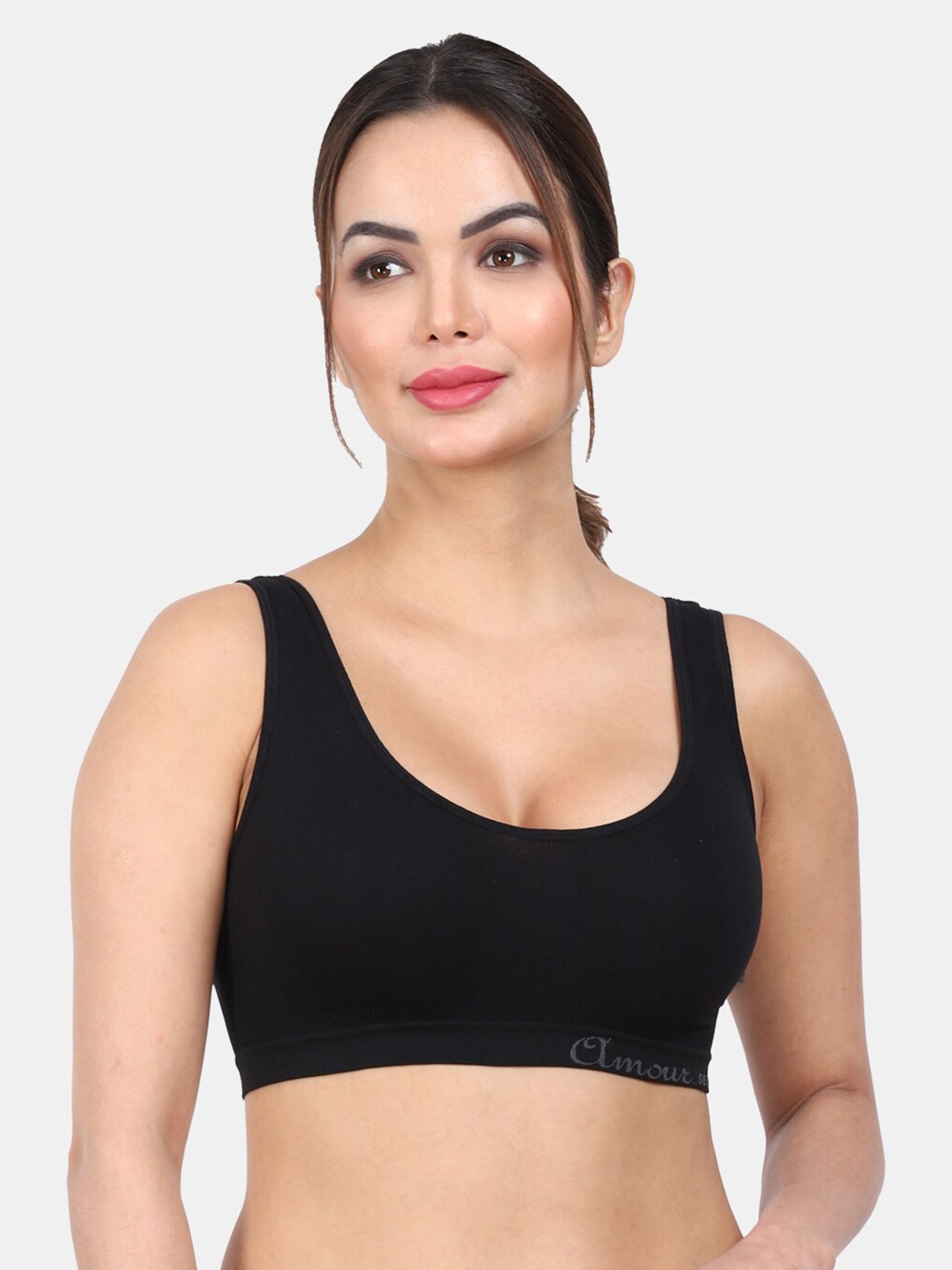 

Amour Secret Non Padded Non-Wired Seamless Full Coverage Super Support Bra, Black