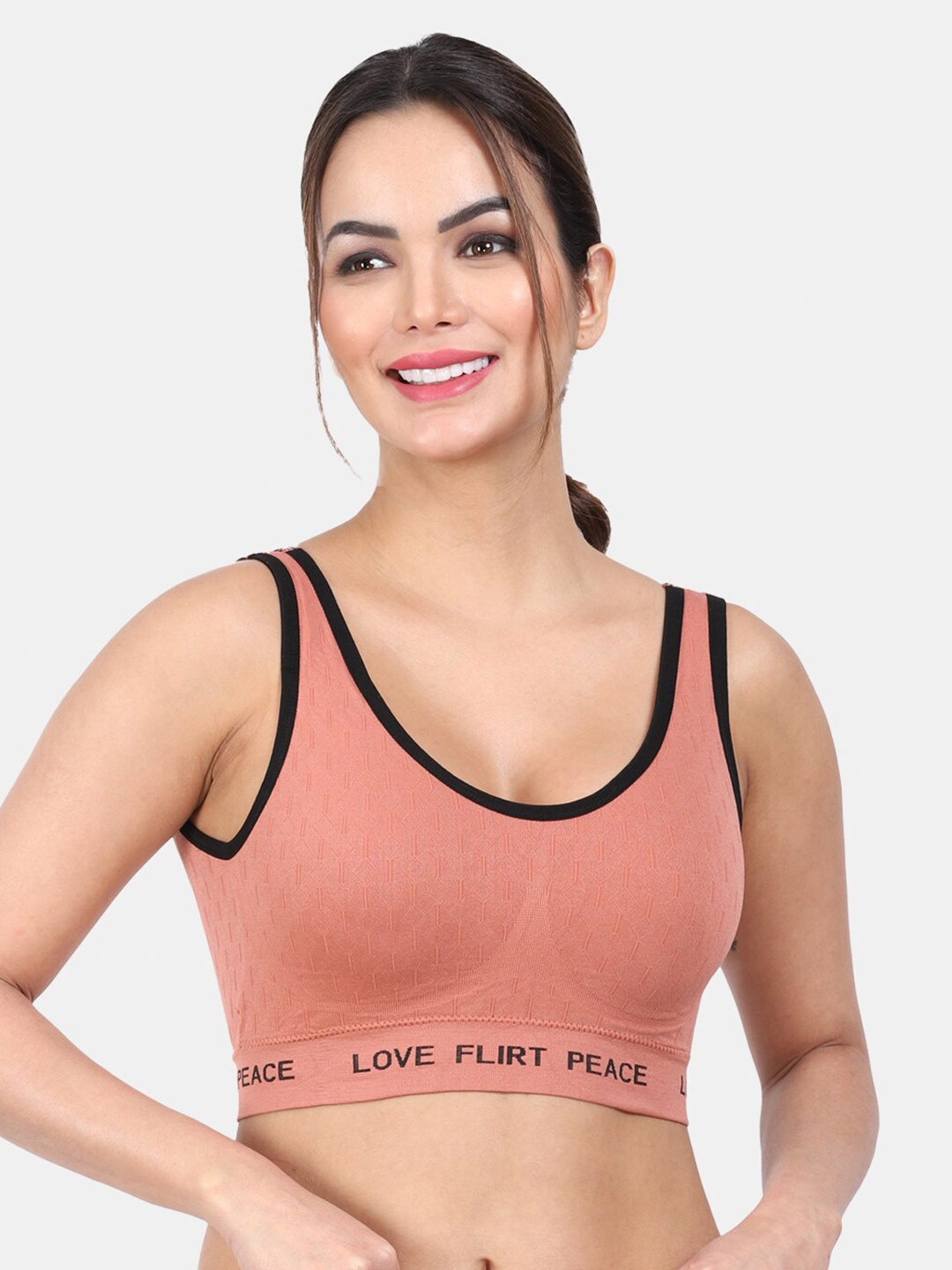 

Amour Secret Removable Padding Full Coverage Non-Wired Seamless Anti Odour Sports Bra, Rust