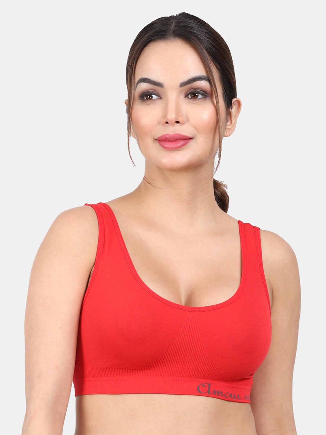 

Amour Secret Non Padded All Day Comfort Full Coverage Seamless Slip-On Bra, Red