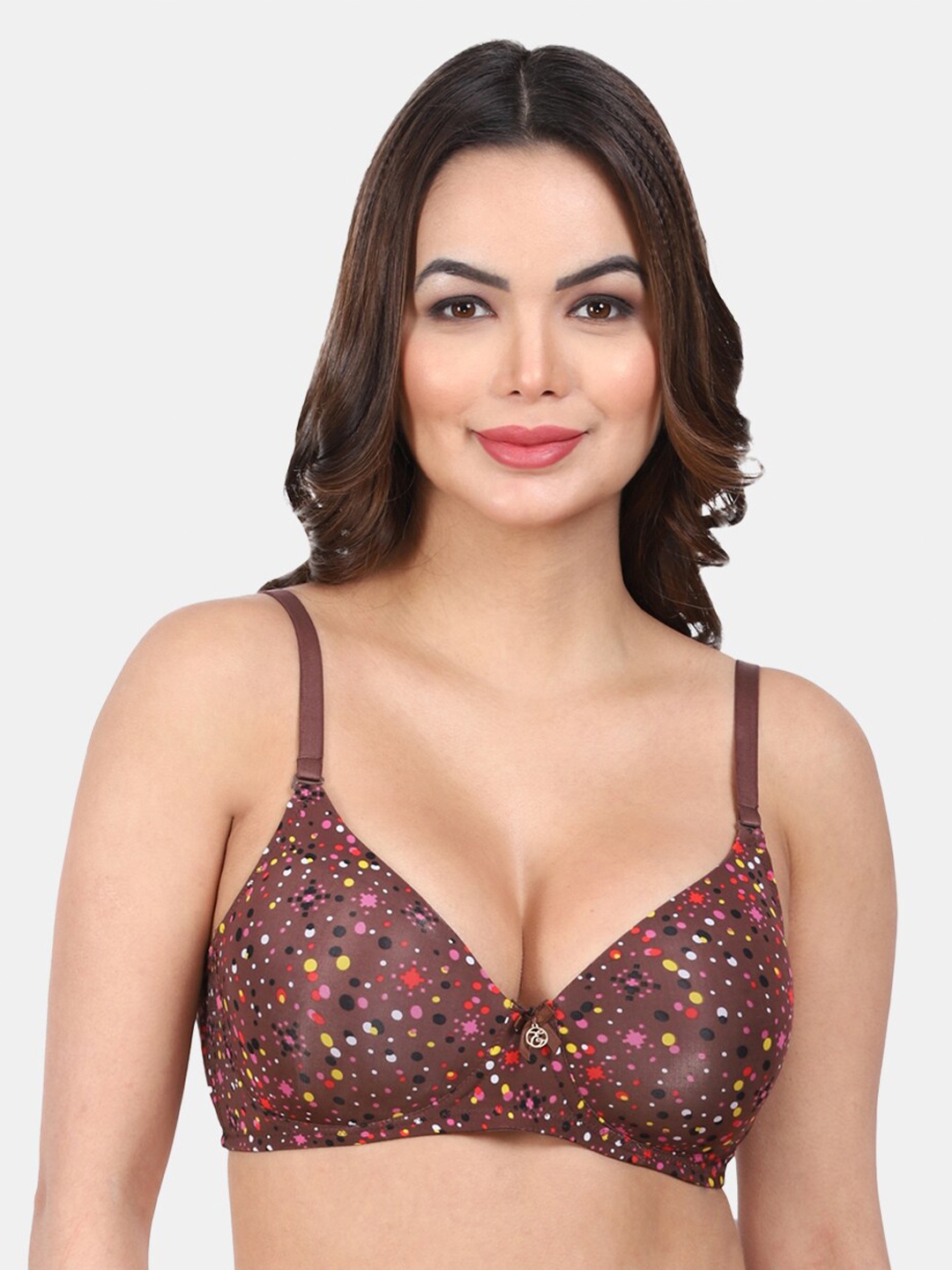 

Amour Secret Graphic Printed Lightly Padded All Day Comfort Full Coverage Seamless Bra, Brown