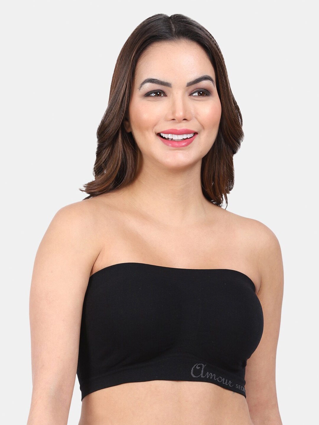 

Amour Secret Full Coverage Non Padded Non-Wired All Day Comfort Strapless Bandeau Bra, Black