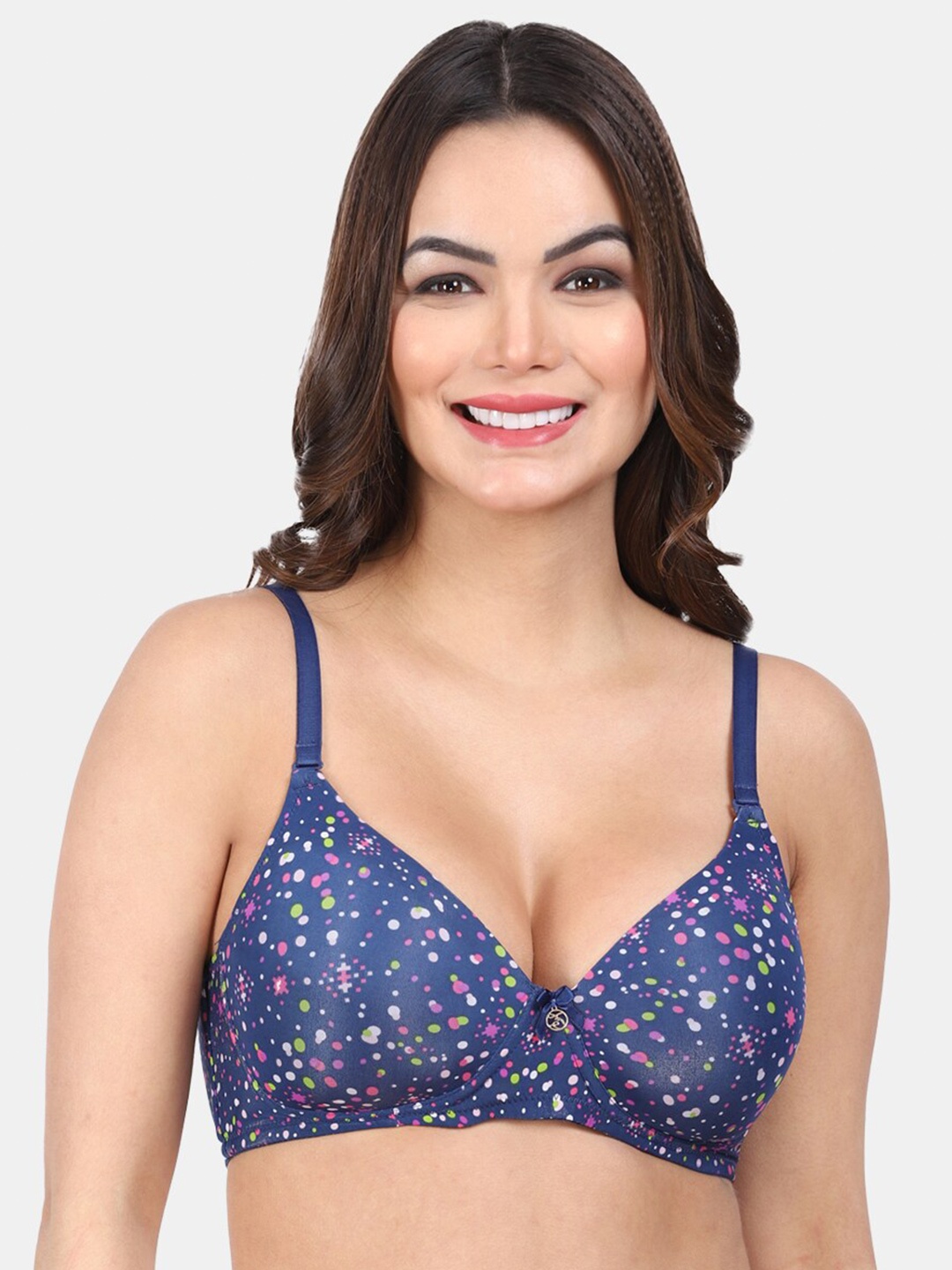 

Amour Secret Graphic Printed Lightly Padded All Day Comfort Full Coverage Seamless Bra, Blue