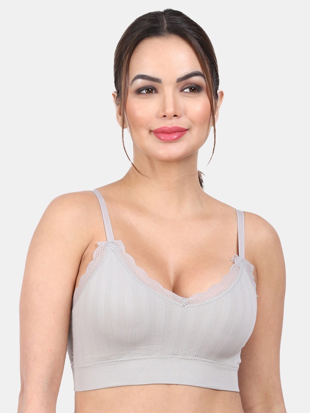 

Amour Secret Self Design Lightly Padded All Day Comfort Sports Workout Bra, Grey