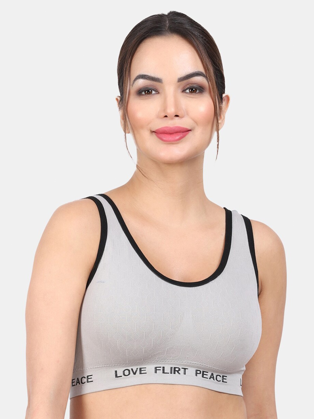 

Amour Secret Lightly Padded All Day Comfort Full Coverage Seamless Anti Odour Sports Bra, Grey