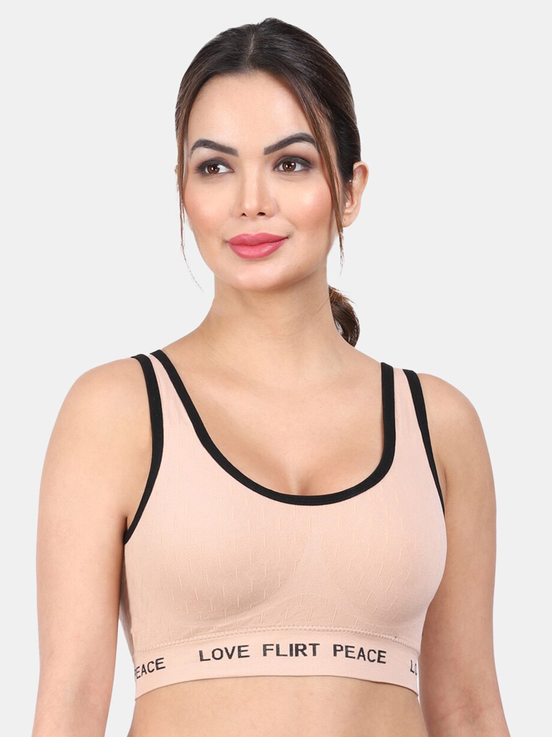 

Amour Secret Non-Wired Full Coverage Lightly Removable Padding Anti Odour Sports Bra, Beige