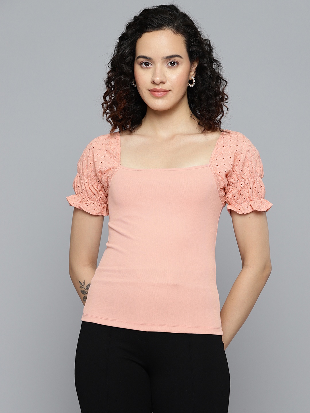

VividArtsy Puff Sleeve Top, Peach