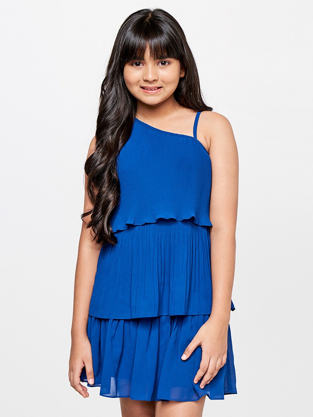 

AND Girls Layered Accordion Pleat A-Line Dress, Blue