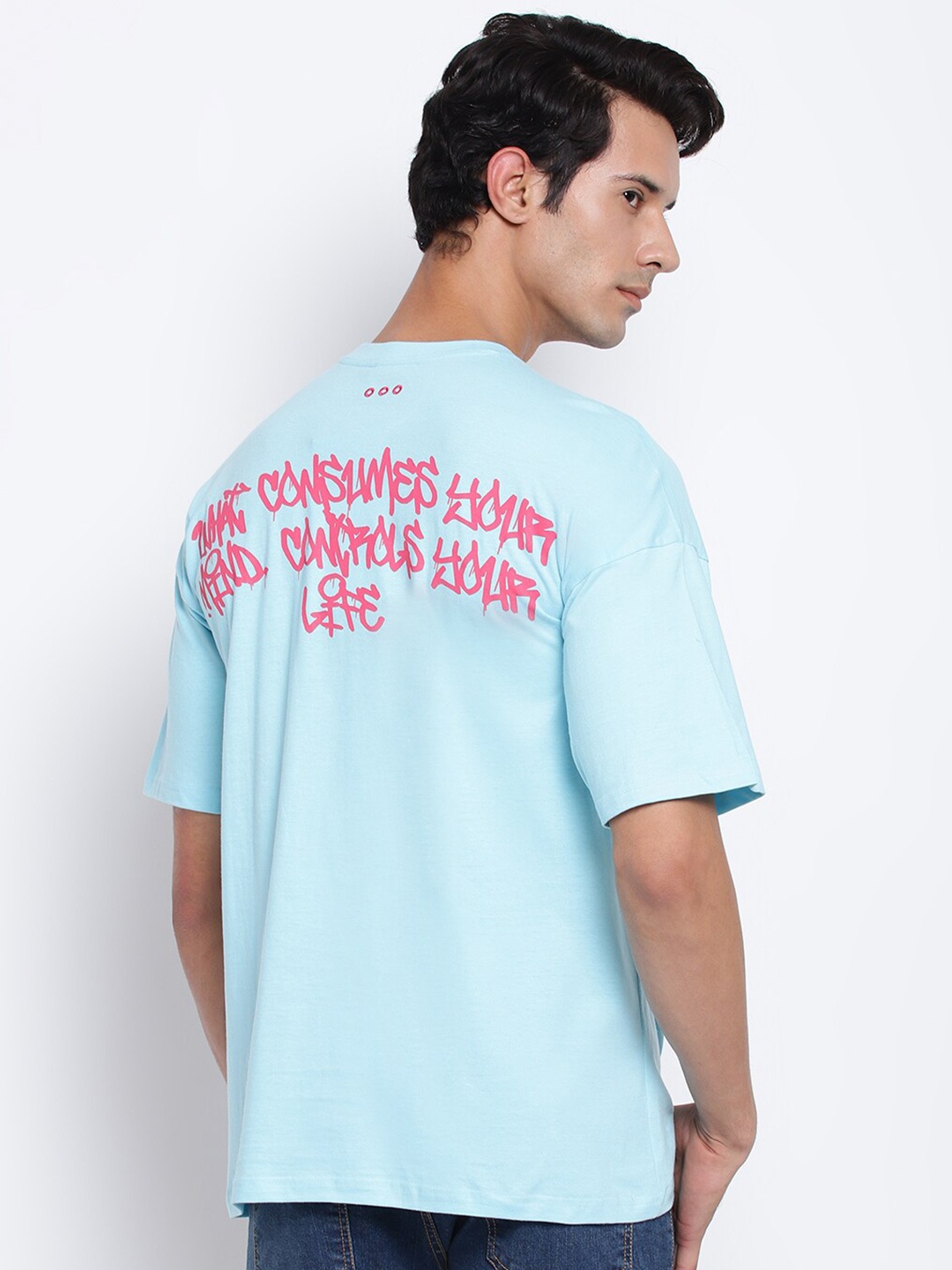 

Belliskey Typography Printed Cotton Boxy T-shirt, Blue