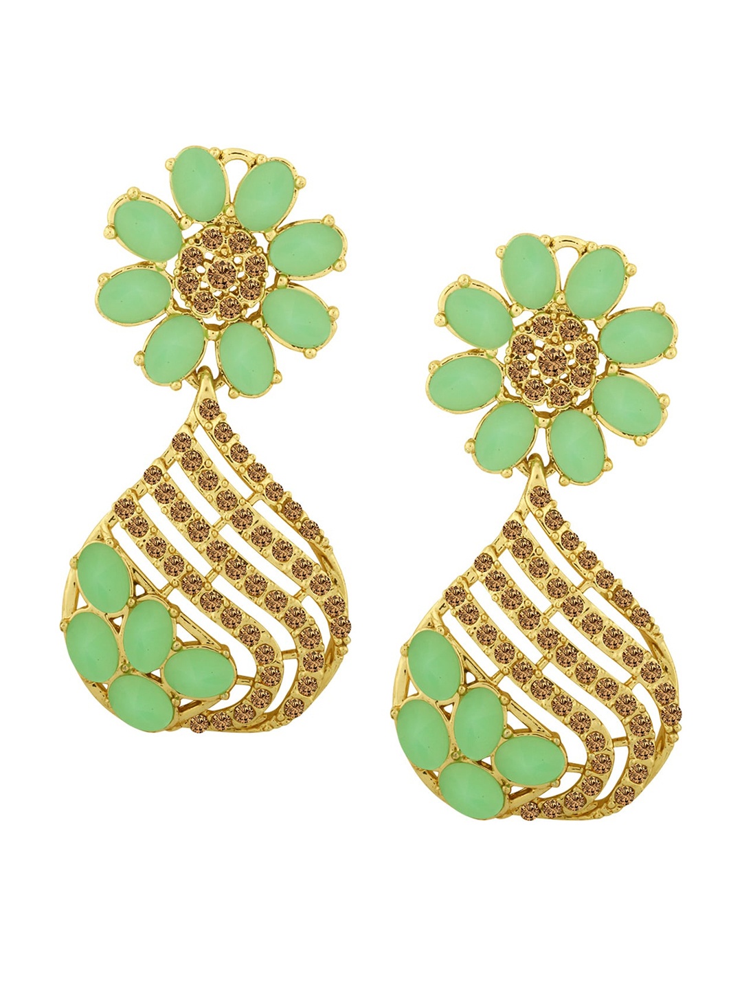 

Alamod Gold-Plated Floral Drop Earrings, Green