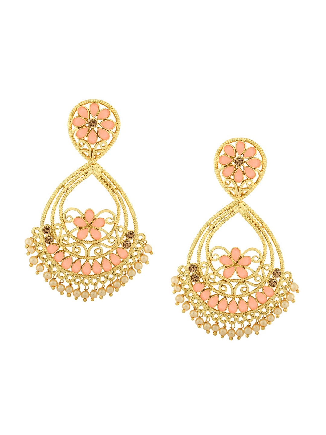 

Alamod Gold-Plated Classic Chandbalis Earrings, Orange