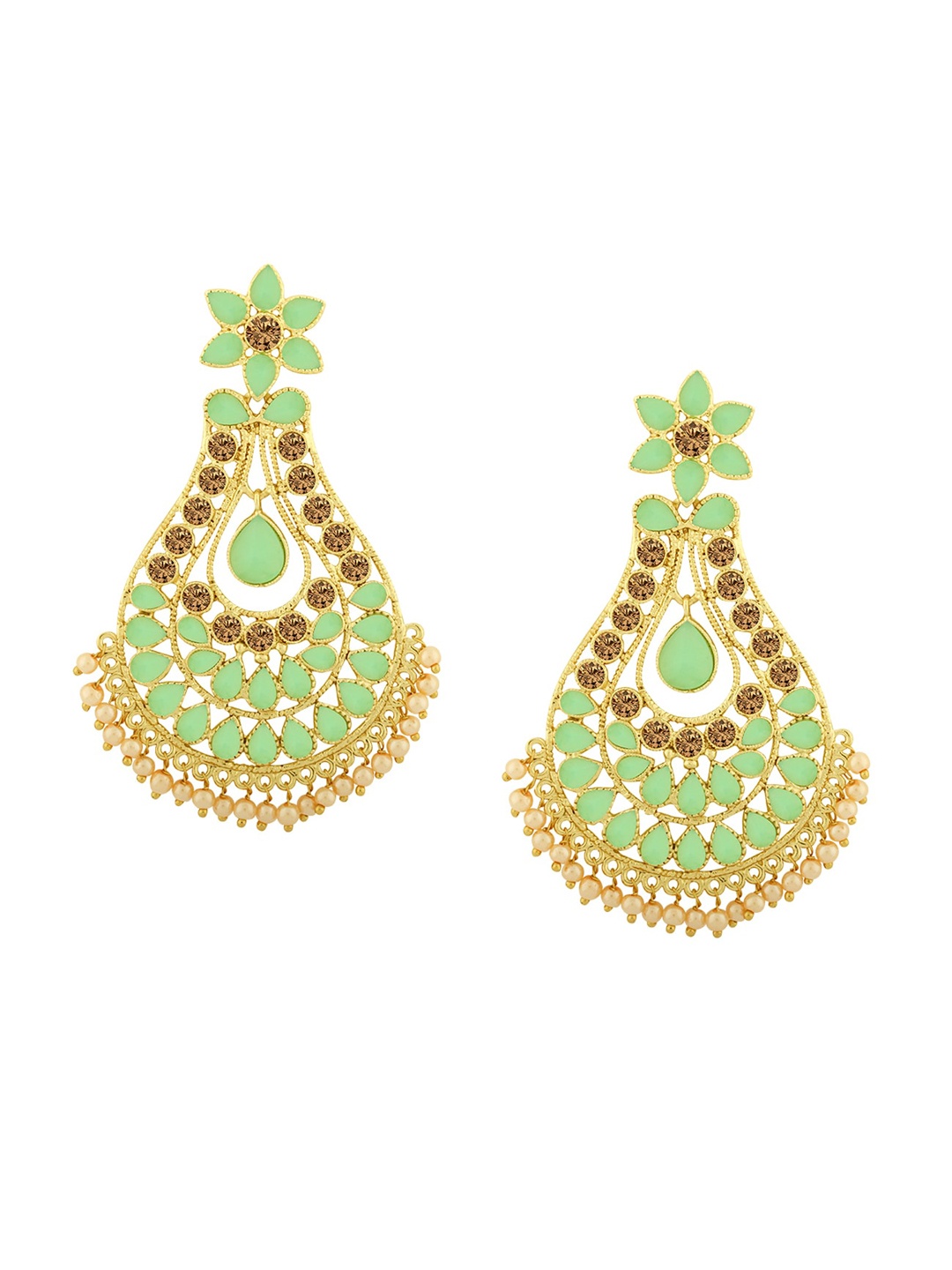 

Alamod Gold-Plated Classic Chandbalis Earrings, Green