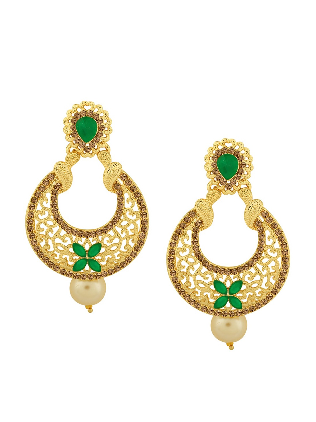 

Alamod Gold-Plated Classic Chandbalis Earrings, Green