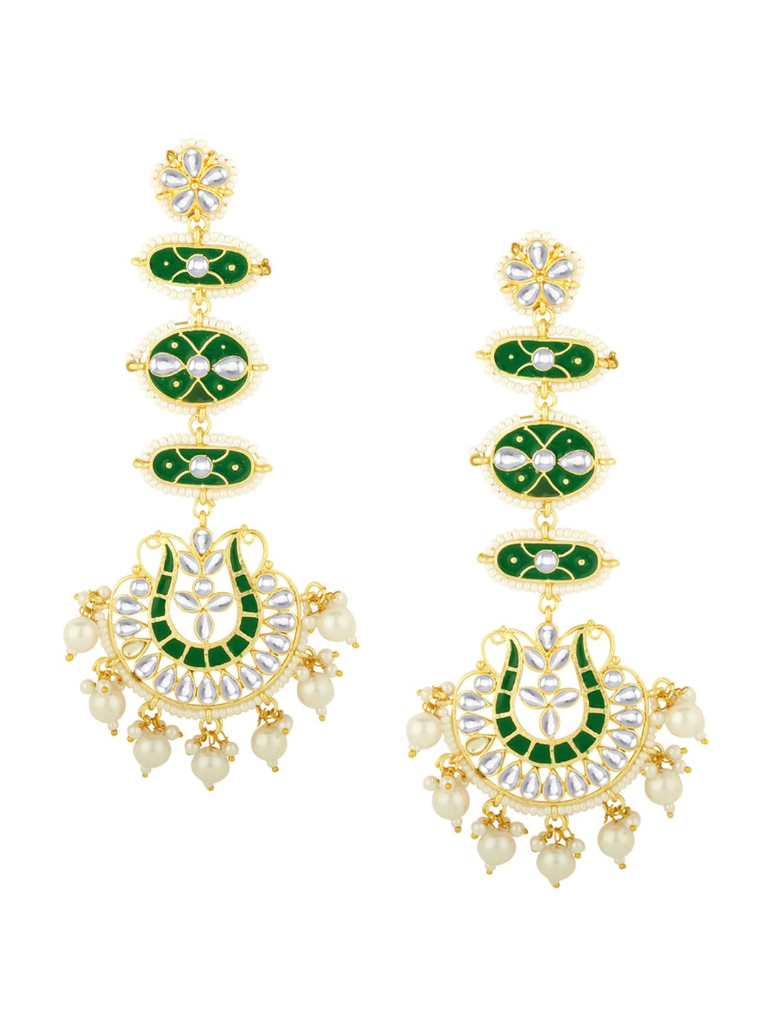 

Alamod Gold Plated Classic Chandbalis Earrings, Green