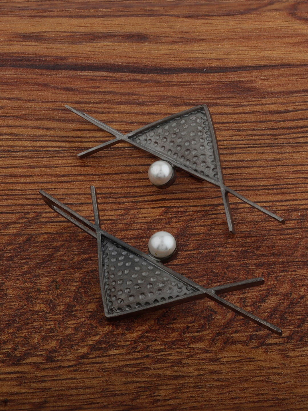 

Alamod Rhodium-Plated Triangle Drop Earrings, White