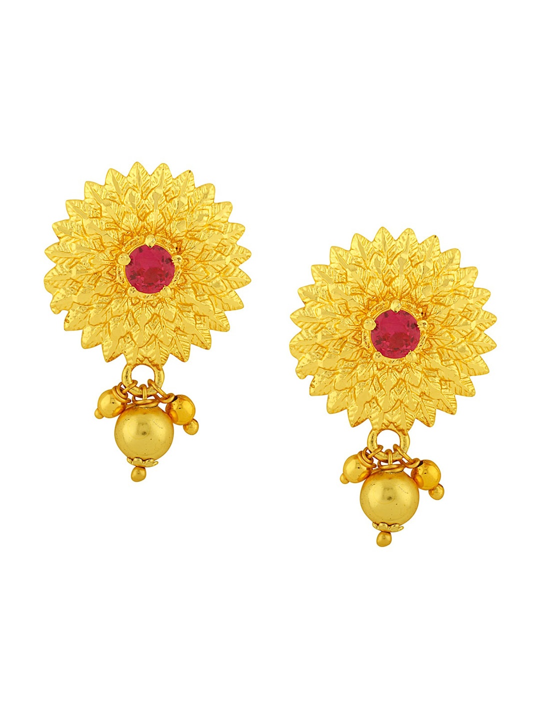 

Alamod Gold-Plated Floral Drop Earrings, Red