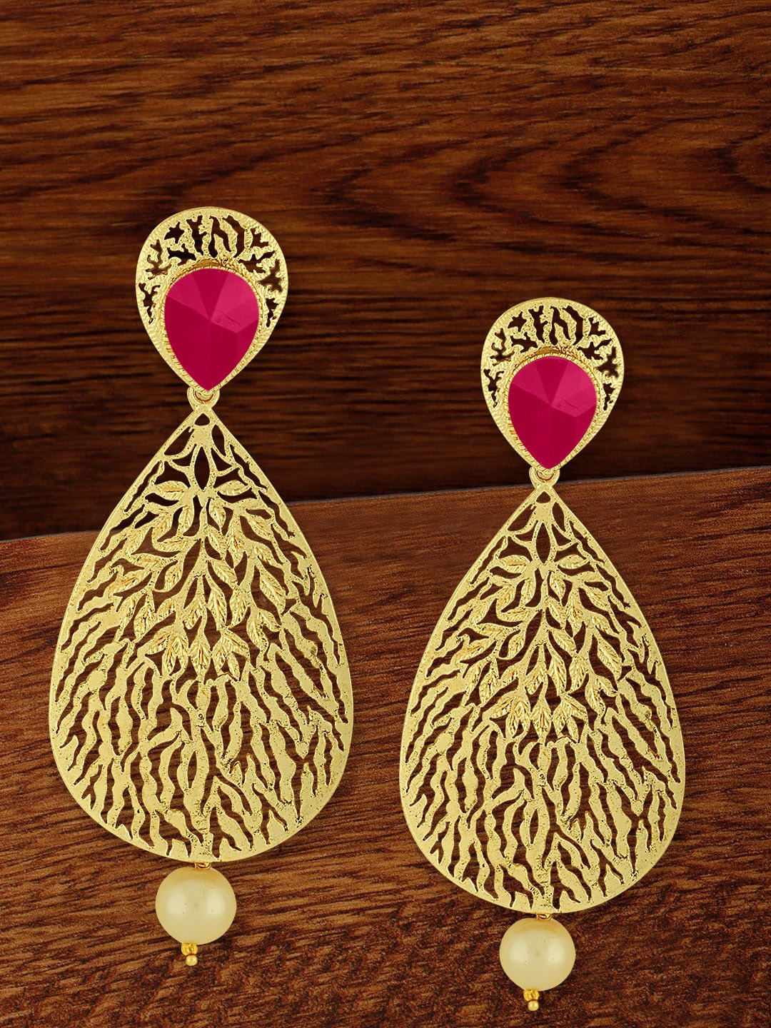 

Alamod Gold-Plated Classic Drop Earrings, Red