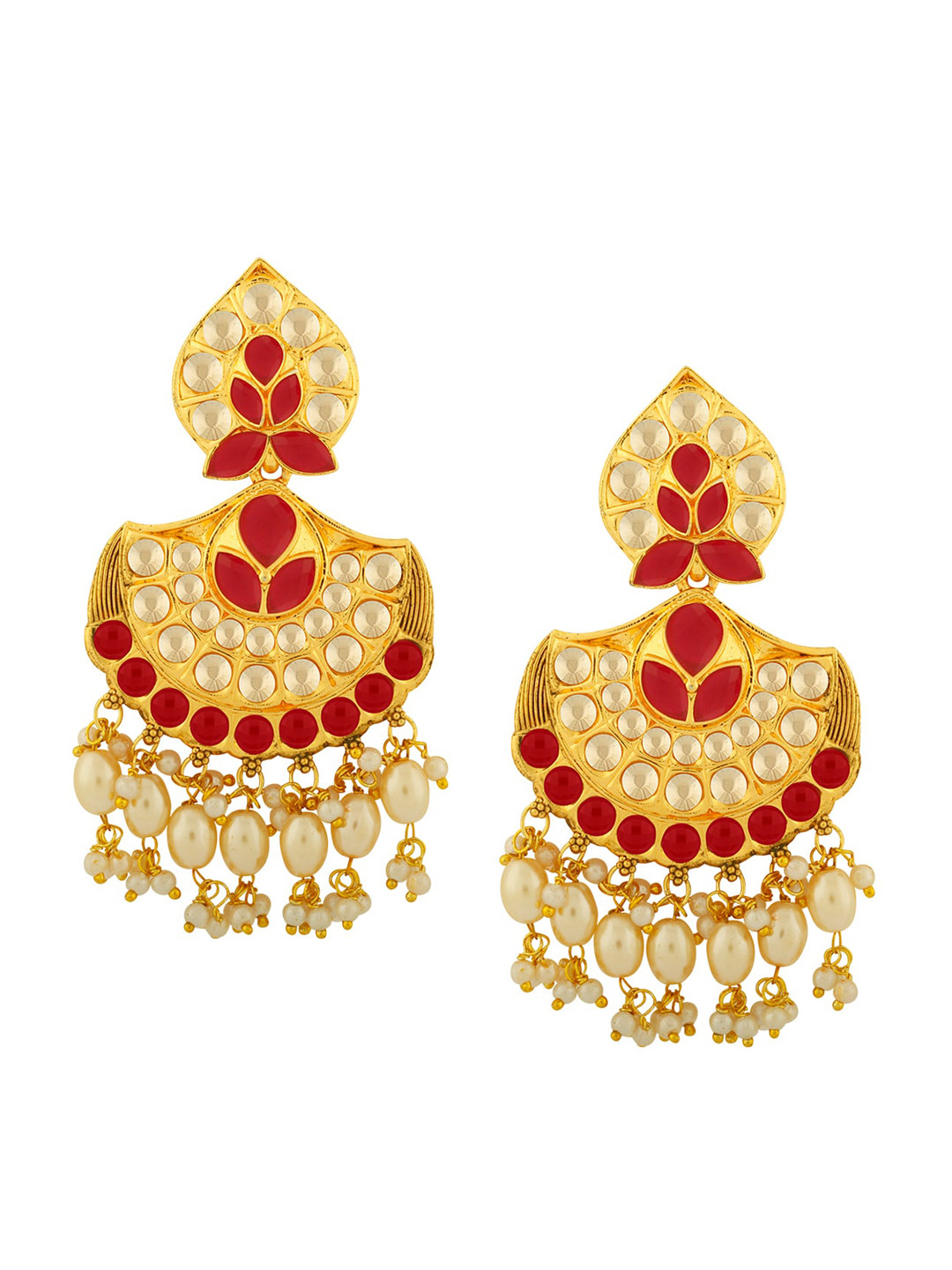 

Alamod Gold-Plated Chandbalis Earrings, Red