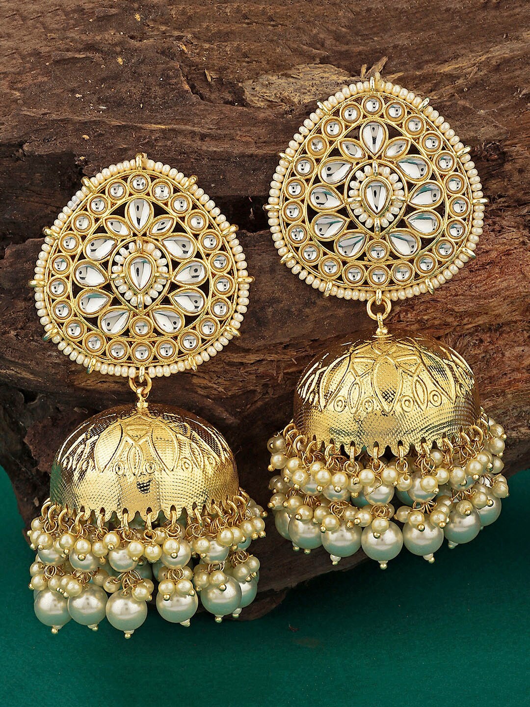 

Alamod Gold-Plated Classic Jhumkas, White