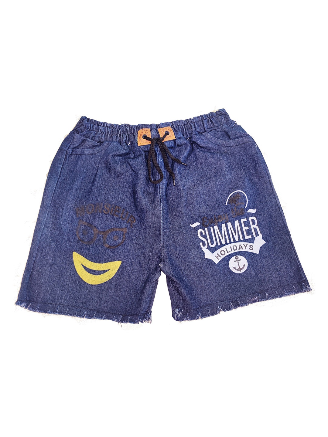 

PINVE Girls Typography Printed Denim Shorts, Blue