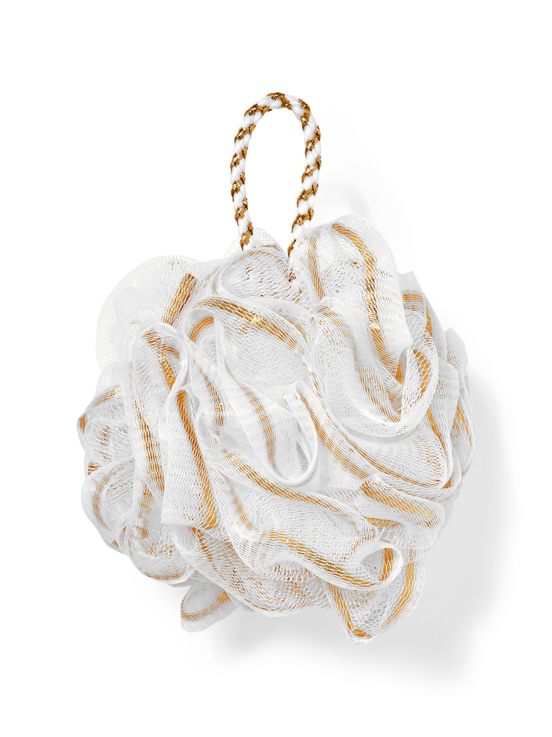 

Bath & Body Works White & Gold-Toned Loofah Bath Sponge