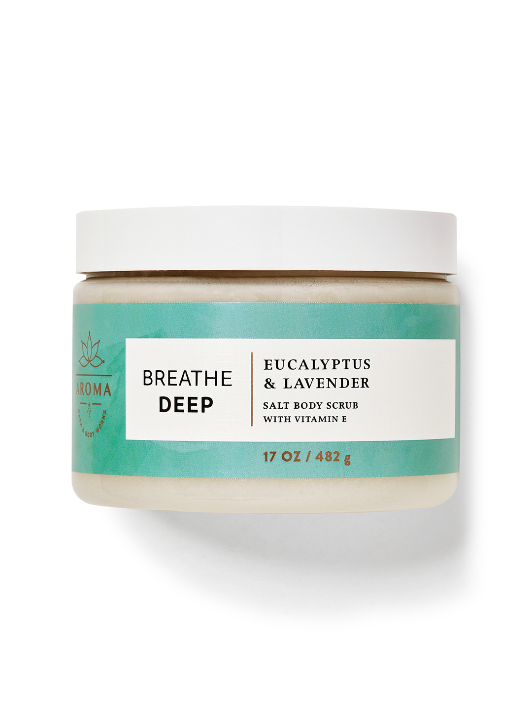 

Bath & Body Works Breathe Deep Eucalyptus & Lavender Salt Body Scrub with Vitamin E - 482g, Sea green