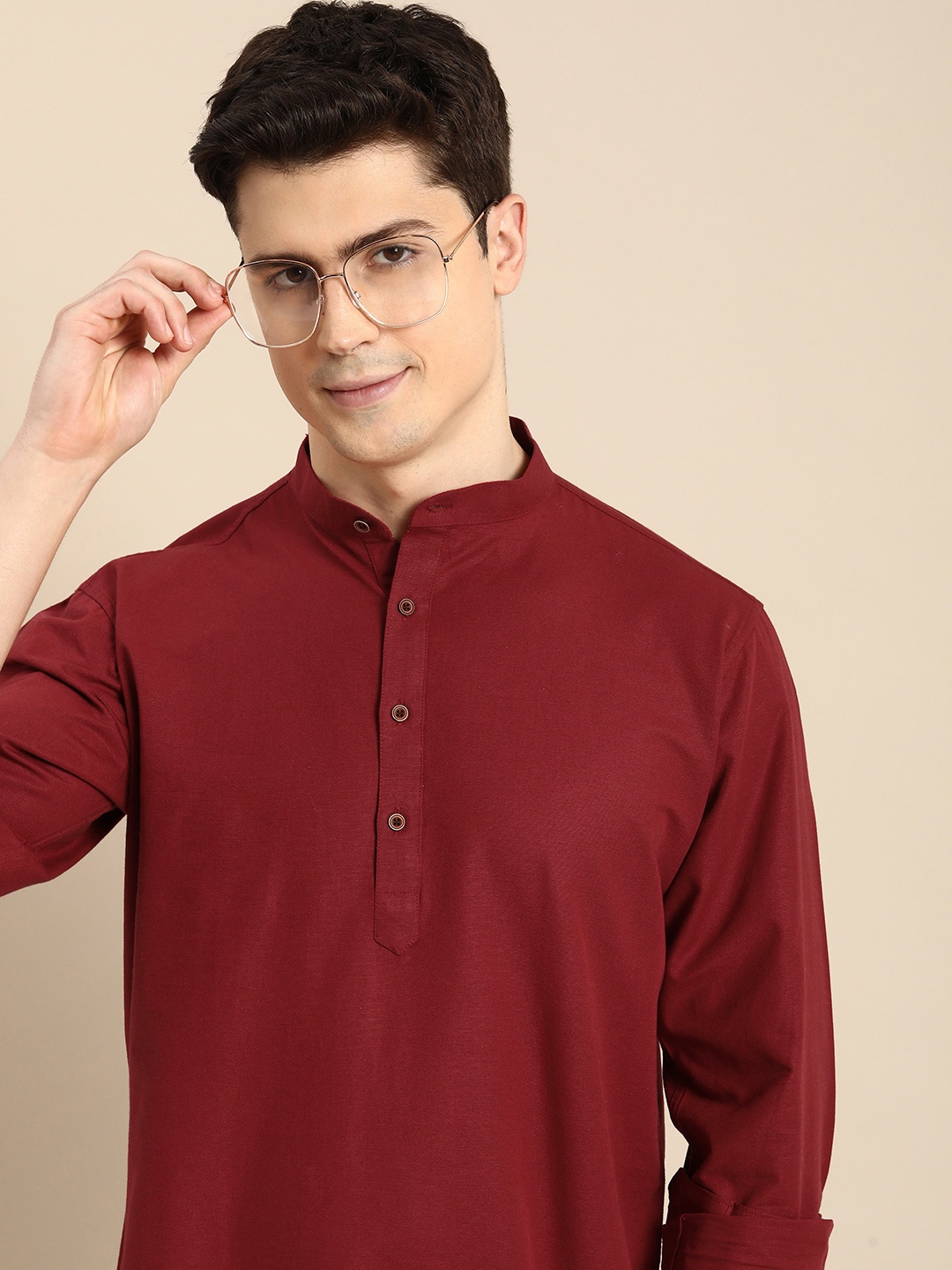 

Anouk Men Solid Straight Kurta, Maroon