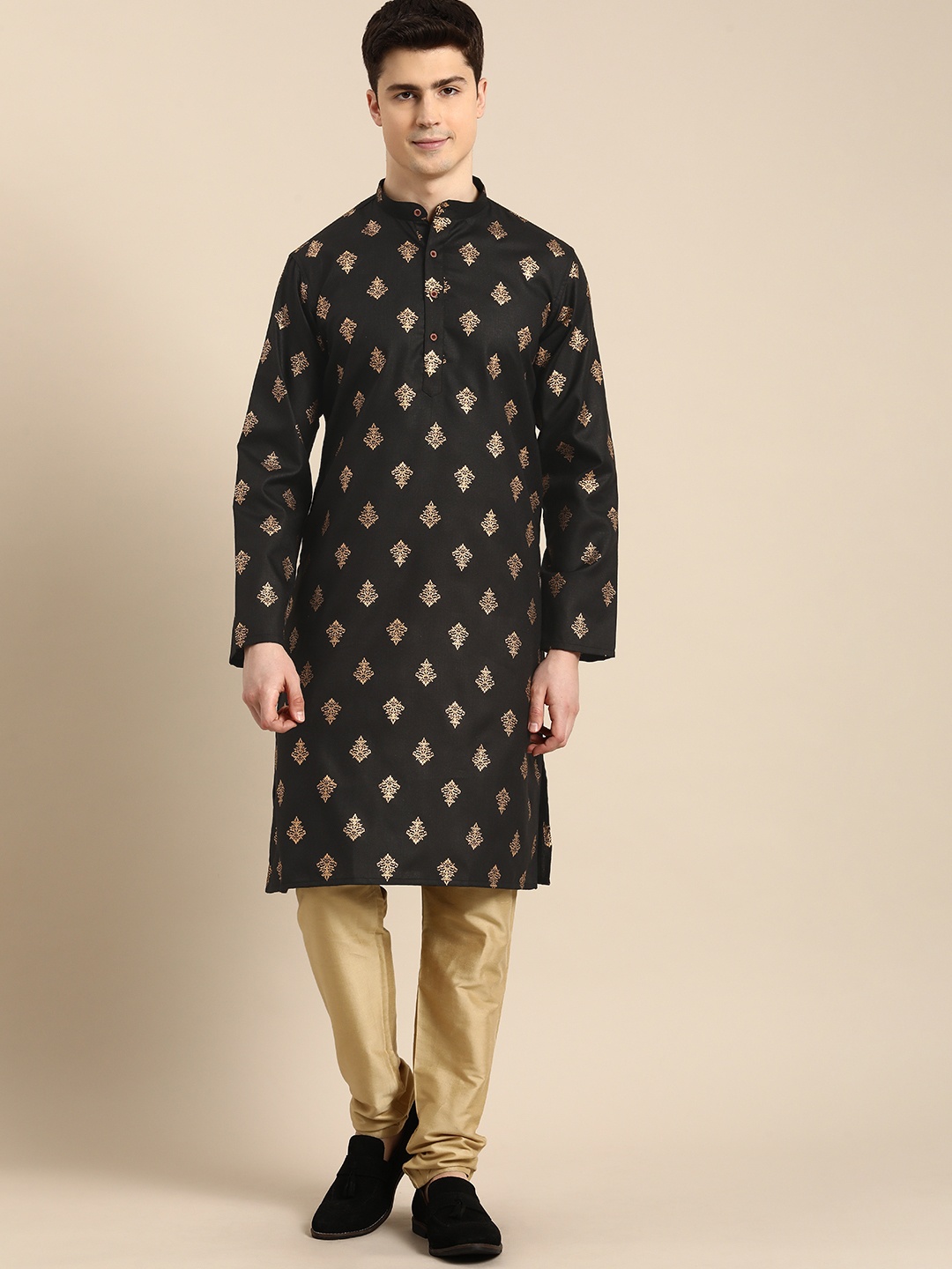 

Anouk Men Ethnic Motifs Printed Kurta, Black