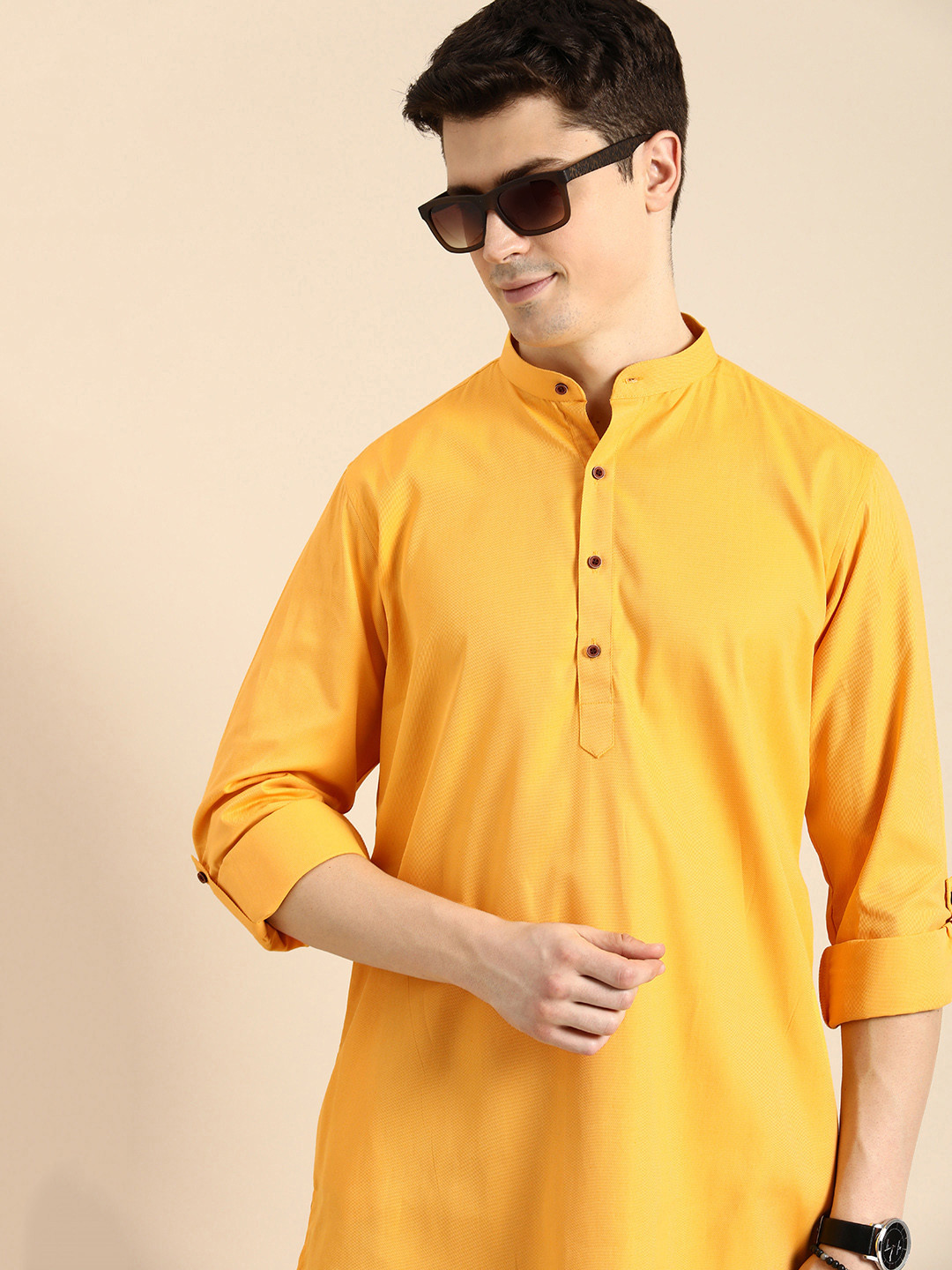 

Anouk Men Straight Kurta, Yellow