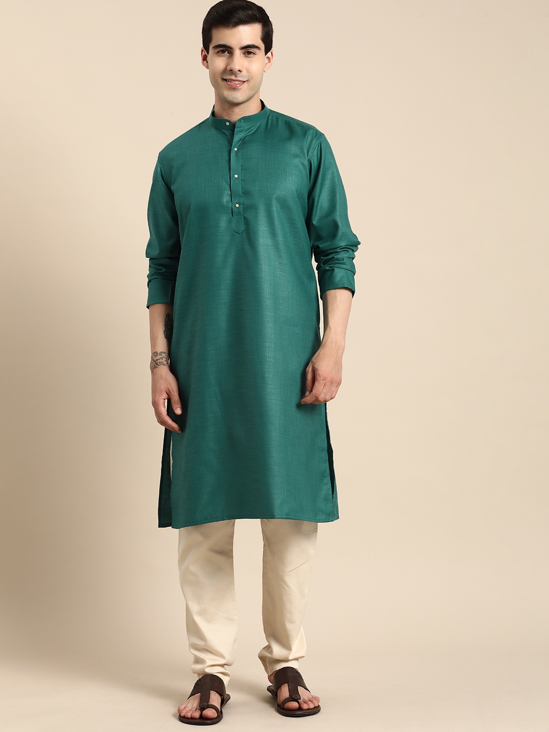 

Anouk Men Solid Kurta, Green