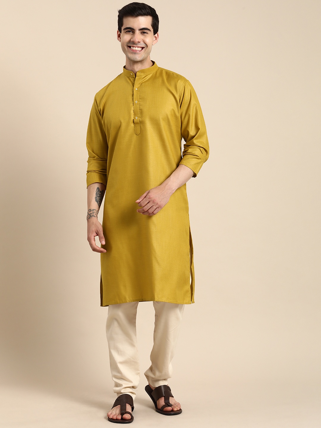 

Anouk Men Solid Kurta, Yellow