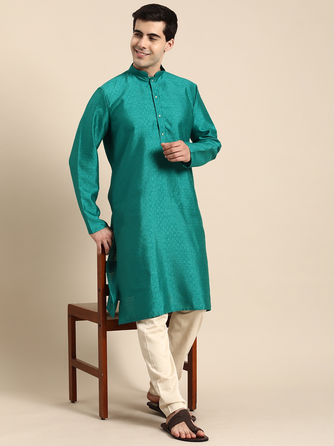 

Anouk Men Ethnic Motifs Self Design Kurta, Blue