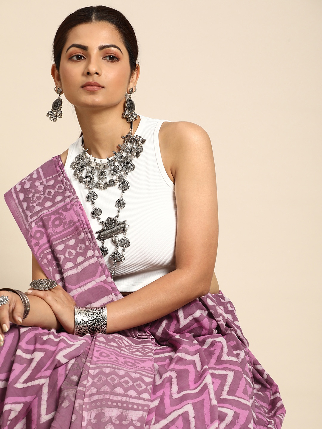 

Taavi Printed Pure Cotton Bagru Saree, Maroon