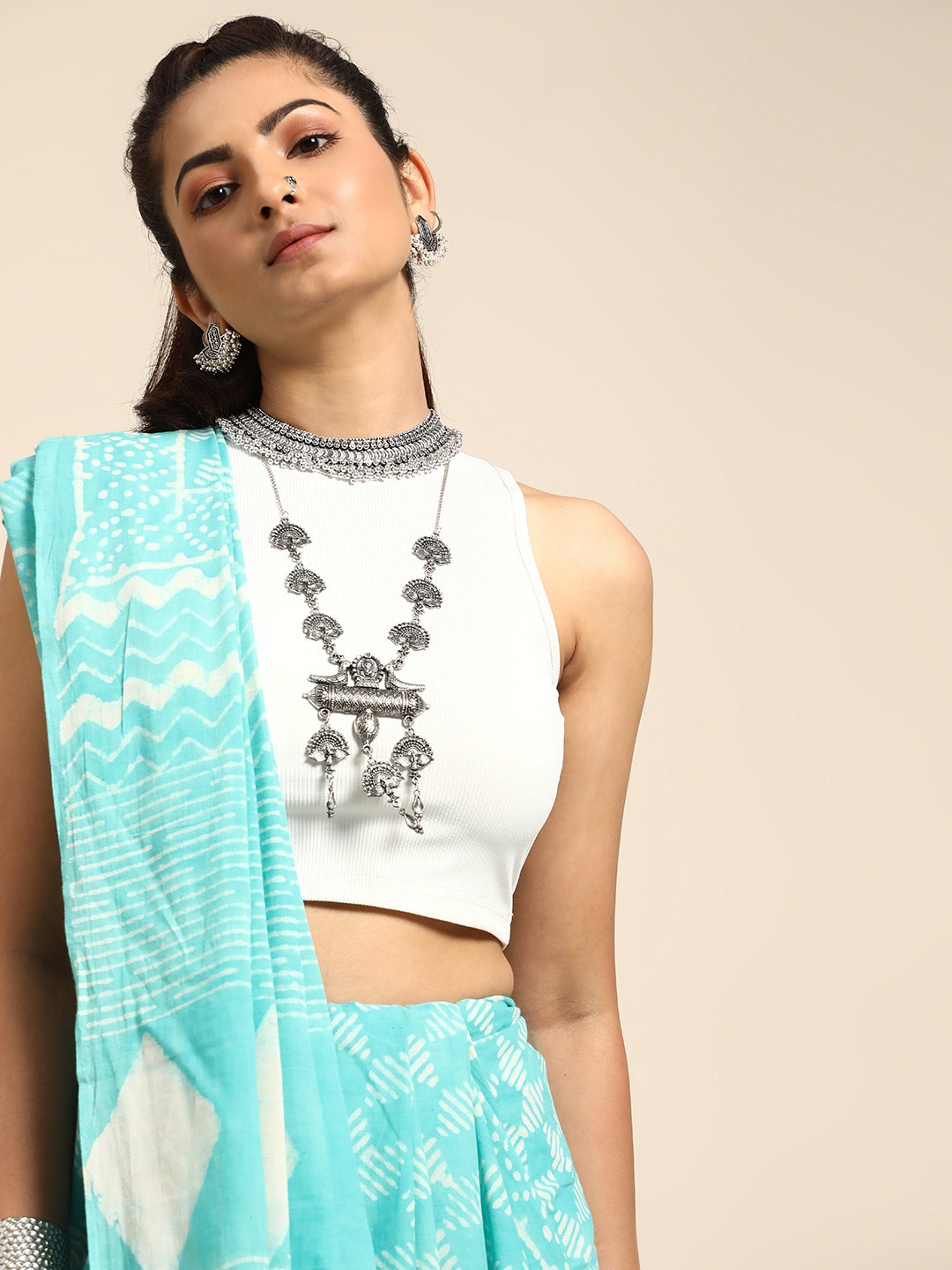 

Taavi Printed Pure Cotton Bagru Saree, Blue
