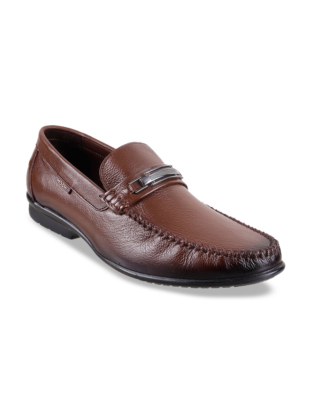 

Mochi Men Textured Leather Loafers, Brown