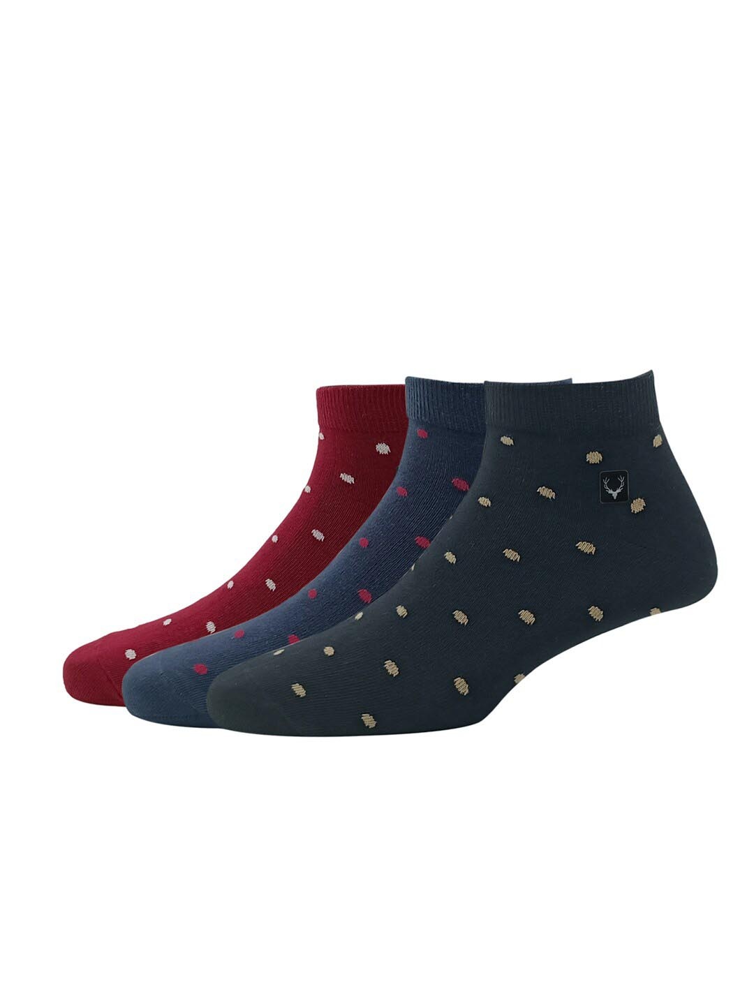 

Allen Solly Men Pack Of 3 Patterned Ankle-Length Socks, Maroon