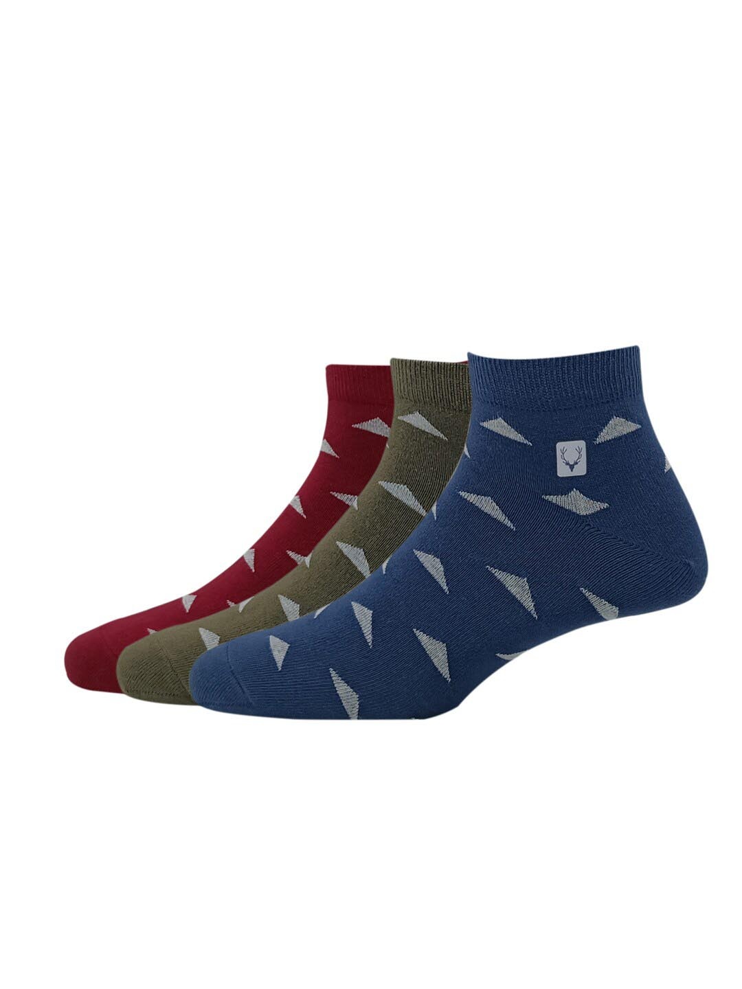 

Allen Solly Men Pack Of 3 Patterned Ankle Length Socks, Blue