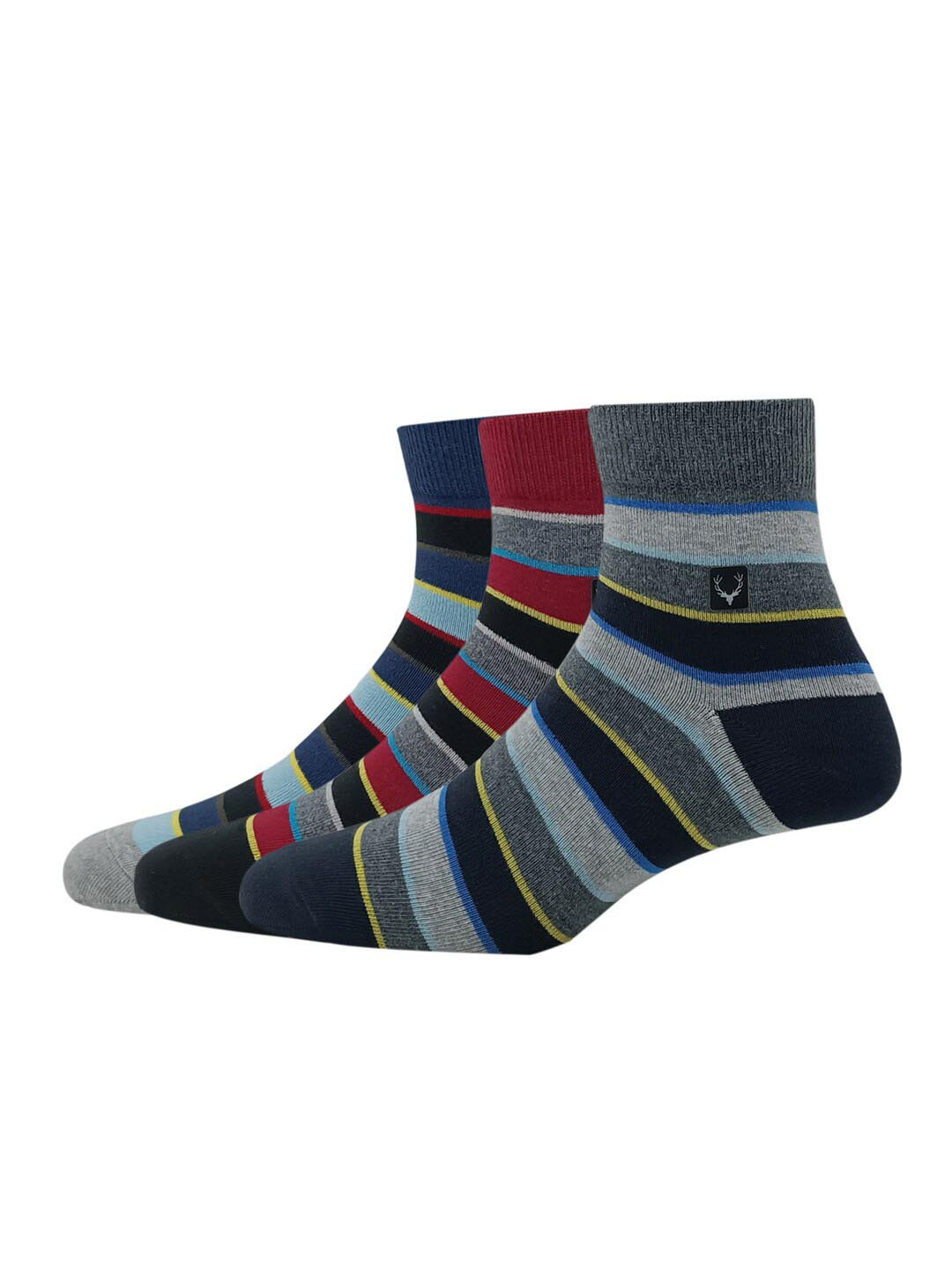

Allen Solly Men Pack Of 3 Striped Ankle Length Socks, Blue