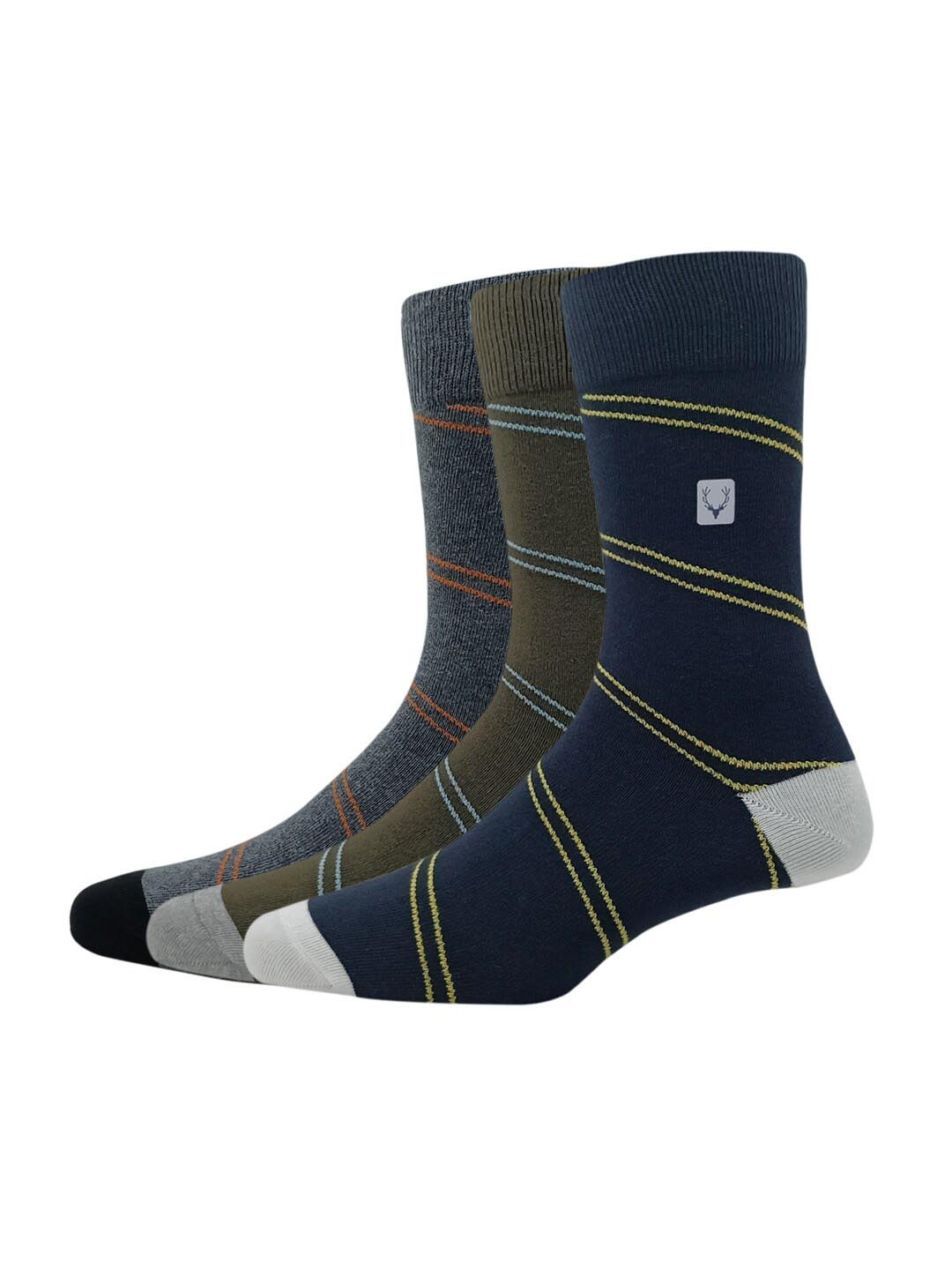 

Allen Solly Men Pack Of 3 Patterned Calf Length Socks, Black