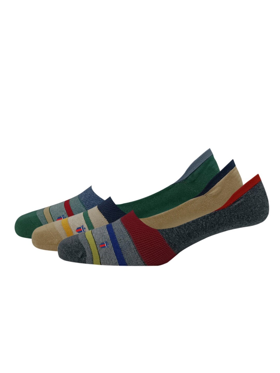

Louis Philippe Men Pack Of 3 Patterned Shoe Liners, Green