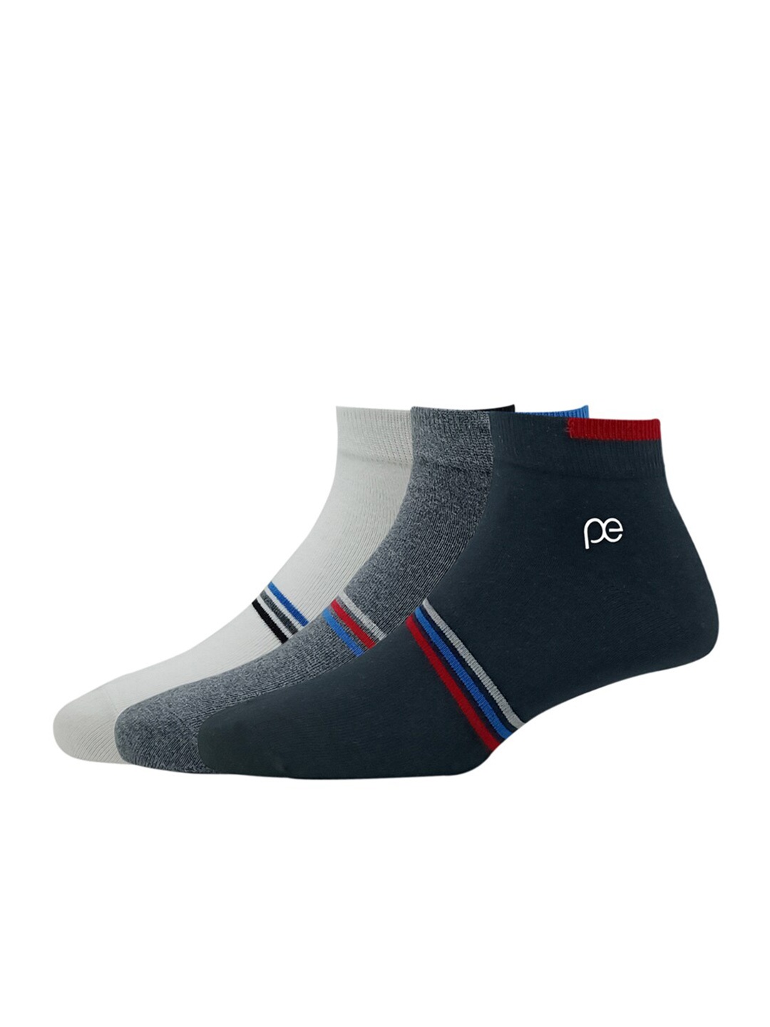 

Peter England Men Pack Of 3 Patterned Ankle Length Socks, Black