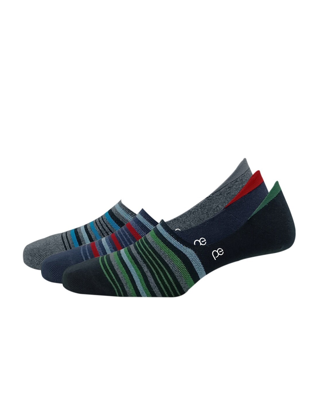 

Peter England Men Pack Of 3 Striped Shoe Liners, Black
