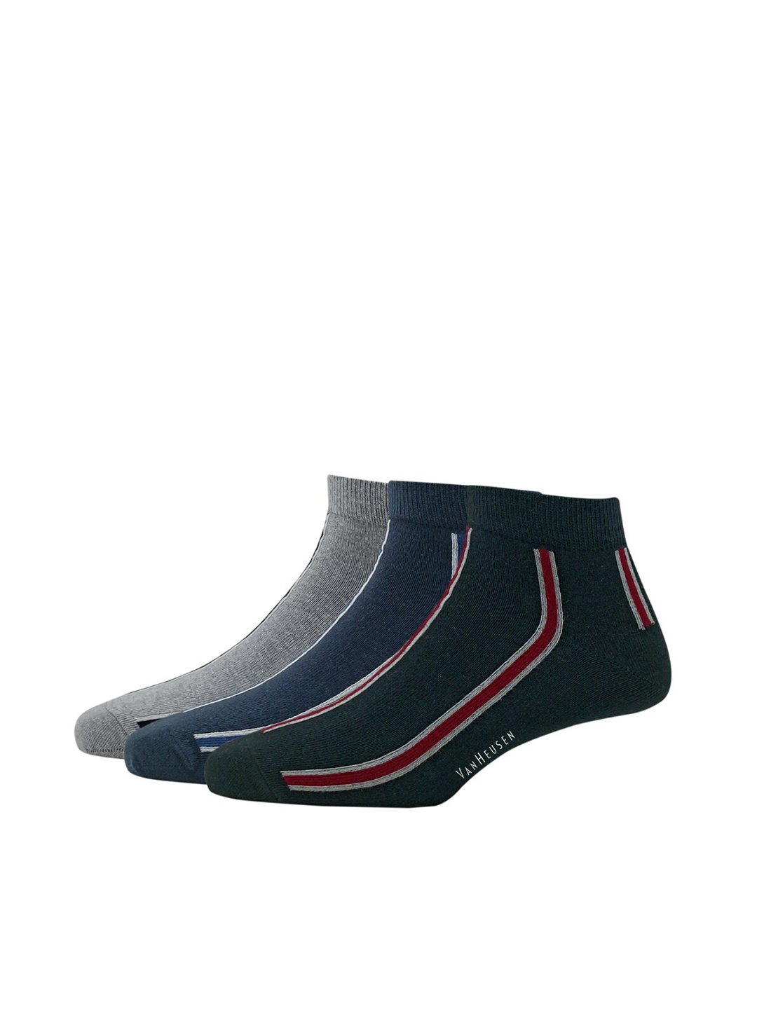 

Van Heusen Men Pack Of 3 Patterned Ankle Length Socks, Grey melange