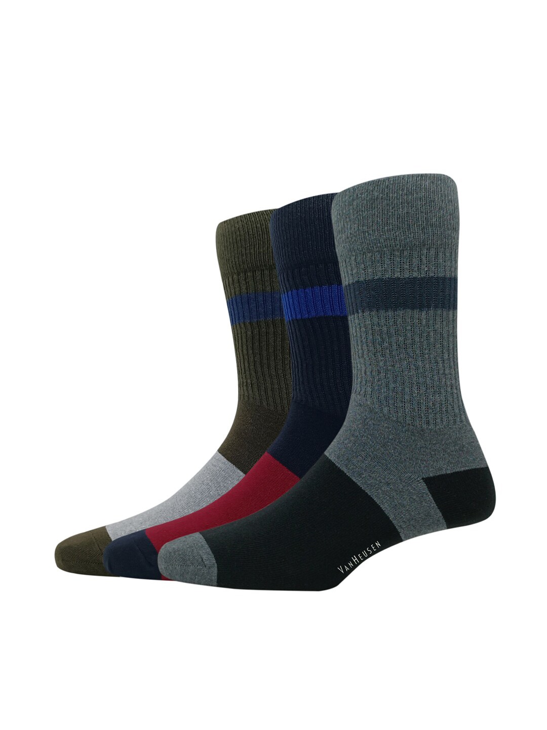 

Van Heusen Men Pack Of 3 Patterned Calf Length Socks, Green