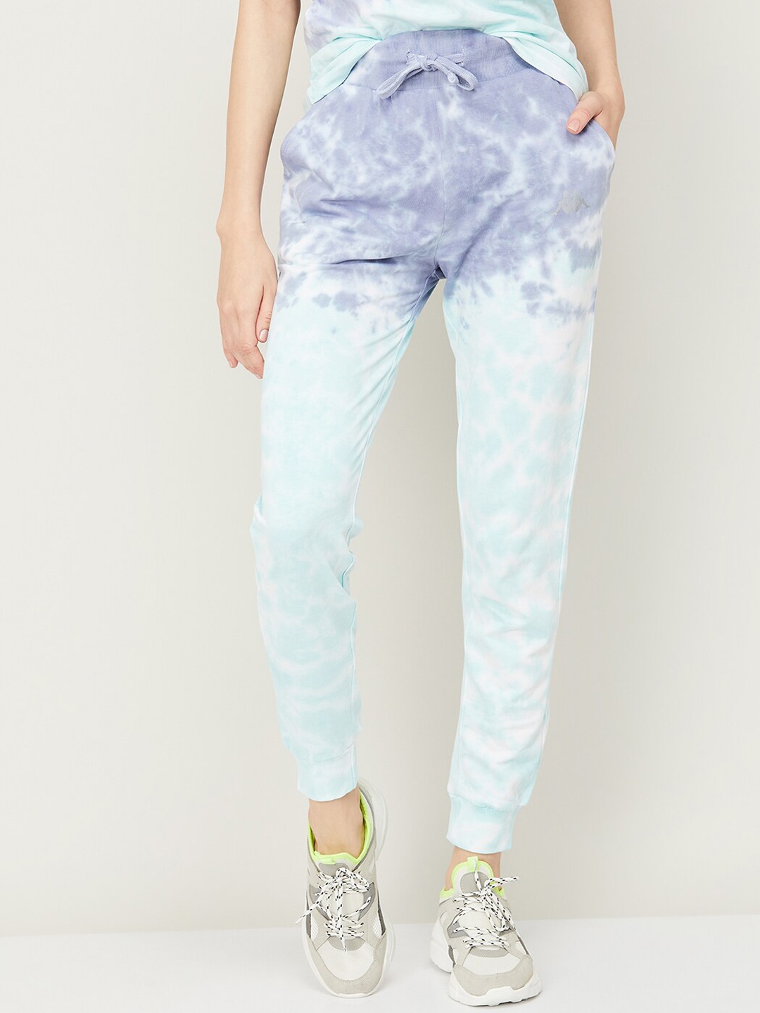 

Kappa Women Tie & Dye Pure Cotton Joggers, Blue