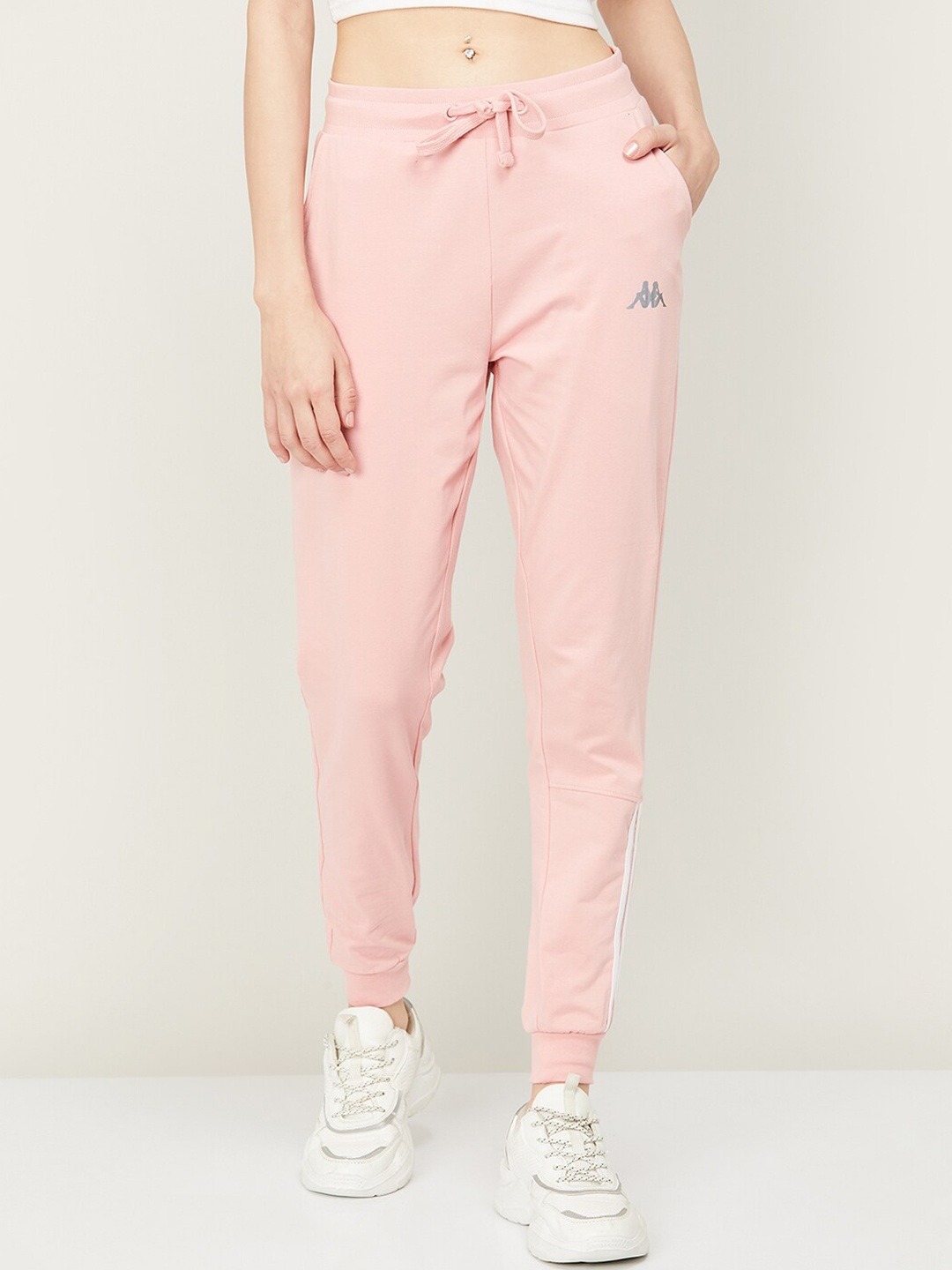 

Kappa Women Cotton Lycra Joggers, Pink