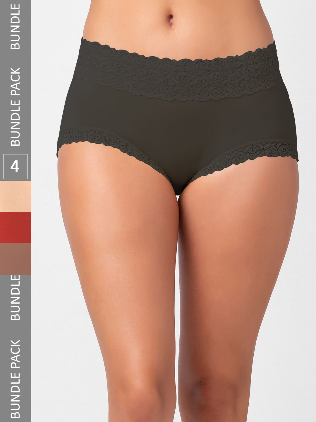 

NOIRA Pack Of 4 Assorted Cotton Lace Hipster Briefs